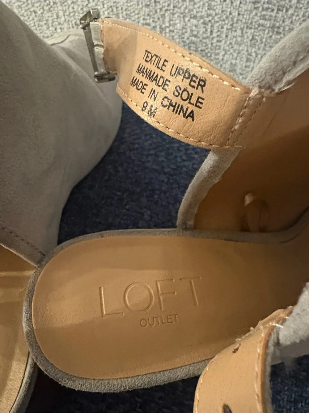 LOFT Taupe Suede Peep-Toe Slingback Block Heels